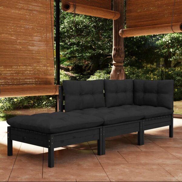 vidaXL 3-tlg. Garten-Lounge-Set mit Kissen Massivholz Kiefer