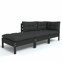 vidaXL 3-tlg. Garten-Lounge-Set mit Kissen Massivholz Kiefer