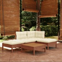 vidaXL 5-tlg. Garten-Lounge-Set mit Kissen Honigbraun Kiefernholz