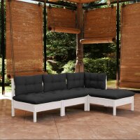 vidaXL 4-tlg. Garten-Lounge-Set mit Kissen Weiß...