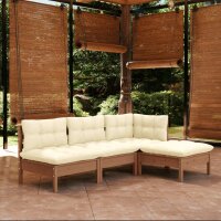 vidaXL 4-tlg. Garten-Lounge-Set mit Kissen Honigbraun...