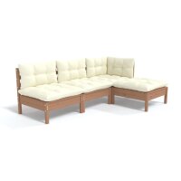 vidaXL 4-tlg. Garten-Lounge-Set mit Kissen Honigbraun...