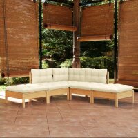 vidaXL 5-tlg. Garten-Lounge-Set mit Creme Kissen Kiefernholz