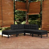 vidaXL 5-tlg. Garten-Lounge-Set mit Kissen Schwarz...