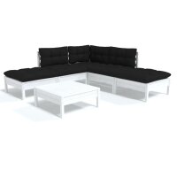 vidaXL 6-tlg. Garten-Lounge-Set mit Kissen Weiß...