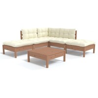 vidaXL 6-tlg. Garten-Lounge-Set mit Kissen Honigbraun...