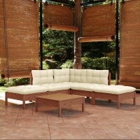 vidaXL 6-tlg. Garten-Lounge-Set mit Kissen Honigbraun...