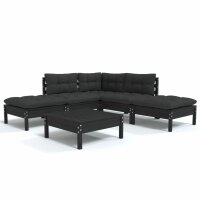 vidaXL 6-tlg. Garten-Lounge-Set mit Kissen Schwarz...