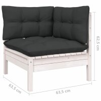 vidaXL 8-tlg. Garten-Lounge-Set mit Kissen Wei&szlig; Kiefernholz