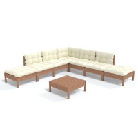 vidaXL 8-tlg. Garten-Lounge-Set mit Kissen Honigbraun Kiefernholz