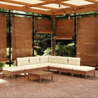 vidaXL 8-tlg. Garten-Lounge-Set mit Kissen Honigbraun Kiefernholz