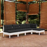 vidaXL 5-tlg. Garten-Lounge-Set mit Kissen Wei&szlig; Kiefernholz