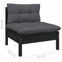 vidaXL 5-tlg. Garten-Lounge-Set mit Kissen Schwarz Kiefernholz