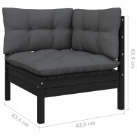 vidaXL 5-tlg. Garten-Lounge-Set mit Kissen Schwarz Kiefernholz