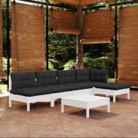 vidaXL 6-tlg. Garten-Lounge-Set mit Kissen Weiß...