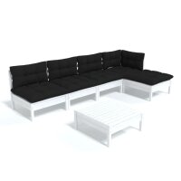 vidaXL 6-tlg. Garten-Lounge-Set mit Kissen Weiß...