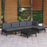 vidaXL 6-tlg. Garten-Lounge-Set mit Kissen Schwarz...