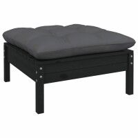 vidaXL 6-tlg. Garten-Lounge-Set mit Kissen Schwarz Kiefernholz