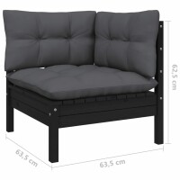 vidaXL 4-tlg. Garten-Lounge-Set mit Kissen Schwarz Kiefernholz