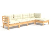 vidaXL 5-tlg. Garten-Lounge-Set mit Creme Kissen Kiefernholz