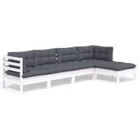 vidaXL 5-tlg. Garten-Lounge-Set mit Kissen Weiß...