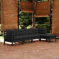 vidaXL 5-tlg. Garten-Lounge-Set mit Kissen Schwarz Kiefernholz