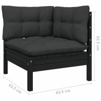 vidaXL 5-tlg. Garten-Lounge-Set mit Kissen Schwarz Kiefernholz