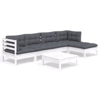 vidaXL 6-tlg. Garten-Lounge-Set mit Kissen Weiß...