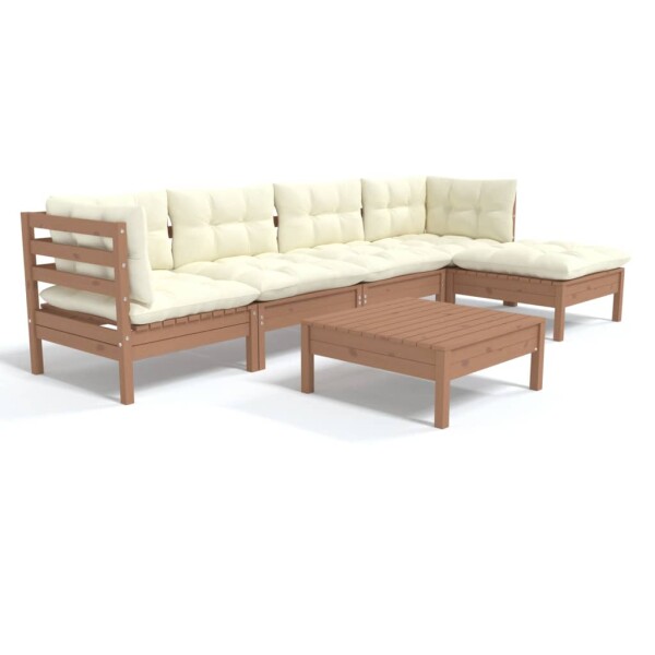 vidaXL 6-tlg. Garten-Lounge-Set mit Kissen Honigbraun Kiefernholz