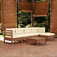 vidaXL 6-tlg. Garten-Lounge-Set mit Kissen Honigbraun...