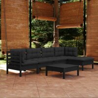 vidaXL 6-tlg. Garten-Lounge-Set mit Kissen Schwarz Kiefernholz