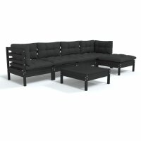 vidaXL 6-tlg. Garten-Lounge-Set mit Kissen Schwarz...