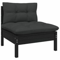 vidaXL 4-tlg. Garten-Lounge-Set mit Kissen Schwarz Kiefernholz