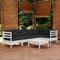 vidaXL 6-tlg. Garten-Lounge-Set mit Kissen Weiß...