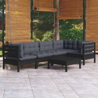 vidaXL 6-tlg. Garten-Lounge-Set mit Kissen Schwarz...