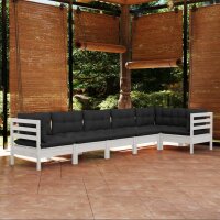 vidaXL 6-tlg. Garten-Lounge-Set mit Kissen Weiß...