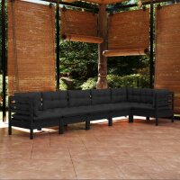 vidaXL 6-tlg. Garten-Lounge-Set mit Kissen Schwarz...