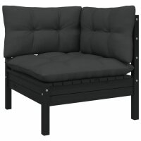 vidaXL 5-tlg. Garten-Lounge-Set mit Kissen Schwarz Kiefernholz