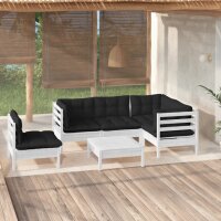 vidaXL 6-tlg. Garten-Lounge-Set mit Kissen Weiß...