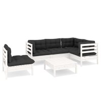 vidaXL 6-tlg. Garten-Lounge-Set mit Kissen Weiß...