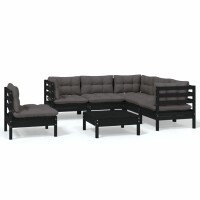 vidaXL 6-tlg. Garten-Lounge-Set mit Kissen Schwarz...