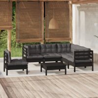 vidaXL 6-tlg. Garten-Lounge-Set mit Kissen Schwarz...