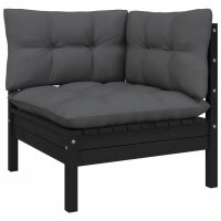 vidaXL 6-tlg. Garten-Lounge-Set mit Kissen Schwarz Kiefernholz