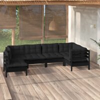 vidaXL 6-tlg. Garten-Lounge-Set mit Kissen Schwarz...