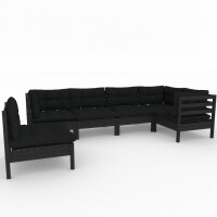 vidaXL 6-tlg. Garten-Lounge-Set mit Kissen Schwarz...