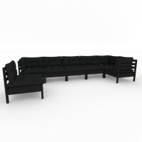 vidaXL 7-tlg. Garten-Lounge-Set mit Kissen Schwarz Kiefernholz