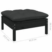 vidaXL 7-tlg. Garten-Lounge-Set mit Kissen Schwarz Kiefernholz