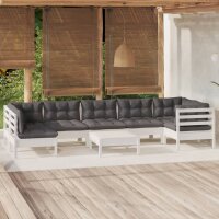 vidaXL 8-tlg. Garten-Lounge-Set mit Kissen Wei&szlig; Kiefernholz