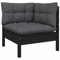 vidaXL 8-tlg. Garten-Lounge-Set mit Kissen Schwarz Kiefernholz