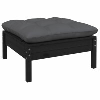 vidaXL 8-tlg. Garten-Lounge-Set mit Kissen Schwarz Kiefernholz